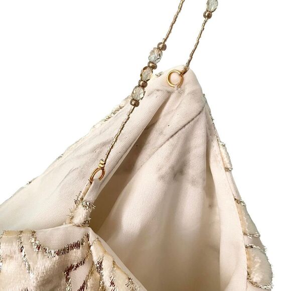 Vintage Cache Elegant Patterned Beaded Sleeveless Crop Blouse Made in USA Large - Picture 6 of 7